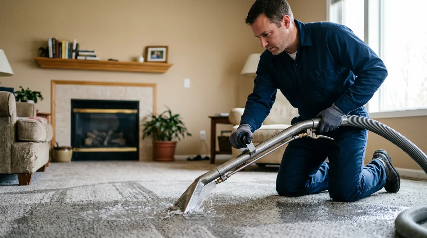 Water damage restoration technician working near Barry, IL
